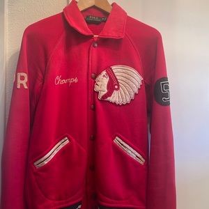 Polo Ralph Lauren Indian Head New York Red Varsity Football Jacket Size Medium